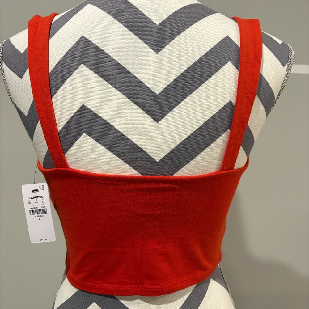 NWT Express Orange Body Contour Stretch Cotton Scalloped Bustier Cropped Tank - Picture 5 of 6